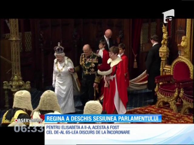 Regina Elisabeta a Doua a rostit, &icirc;n Camera Lorzilor, cel de-al 65-le discurs de deschidere a parlamentului, de la &icirc;ncoronarea sa