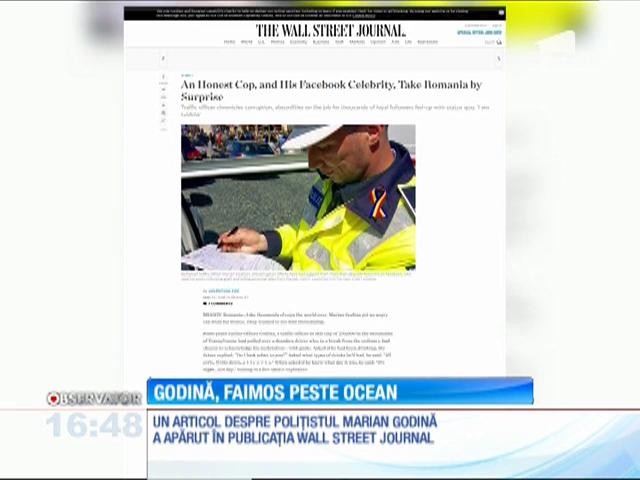 Povestea poliţistului Marian Godină, &icirc;n renumita publicaţie Wall Street Journal, cu titlul: "Un poliţist cinstit surprinde Rom&acirc;nia"