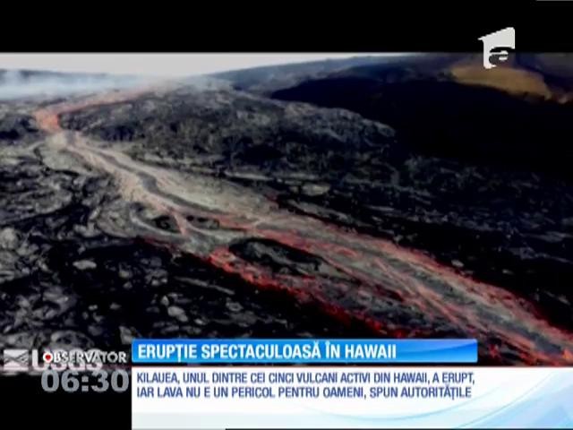 Unul dintre cei cinci vulcani activi din Hawaii, erupție spectaculoasă