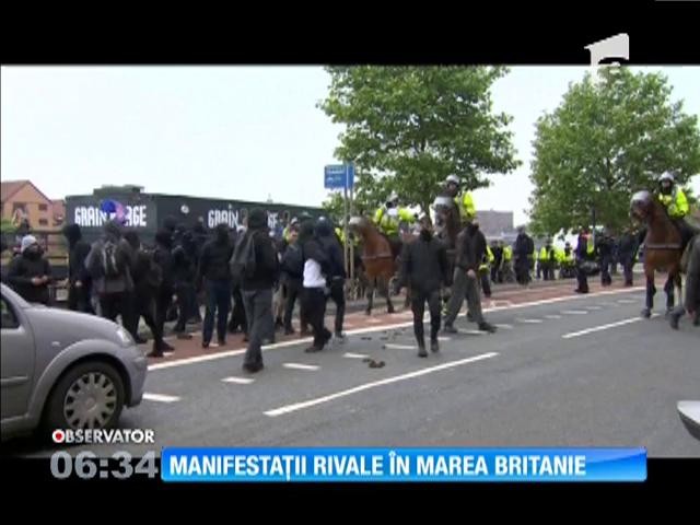 Extrema dreaptă şi antifasciştii au organizat manifestaţii aproape simultane, &icirc;n Marea Britanie