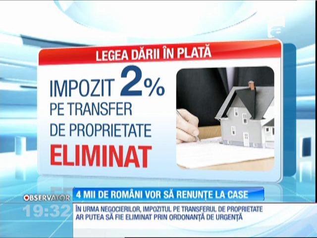 Patru mii de rom&acirc;ni vor să renunțe la case prin legea dării &icirc;n plată