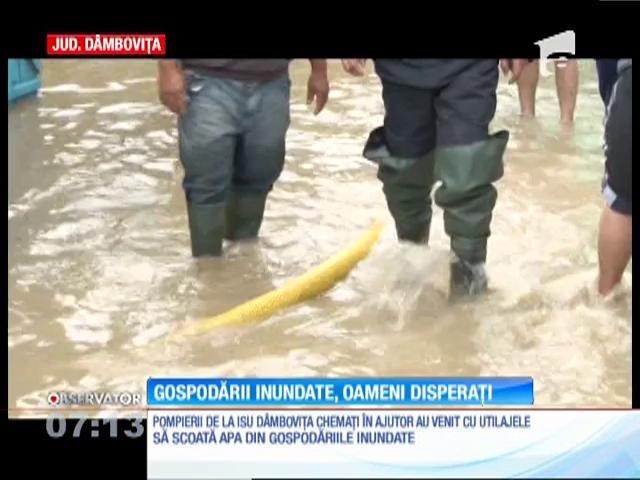 O furtună de o jumătate de oră le-a băgat apa &icirc;n case localnicilor din Pucioasa