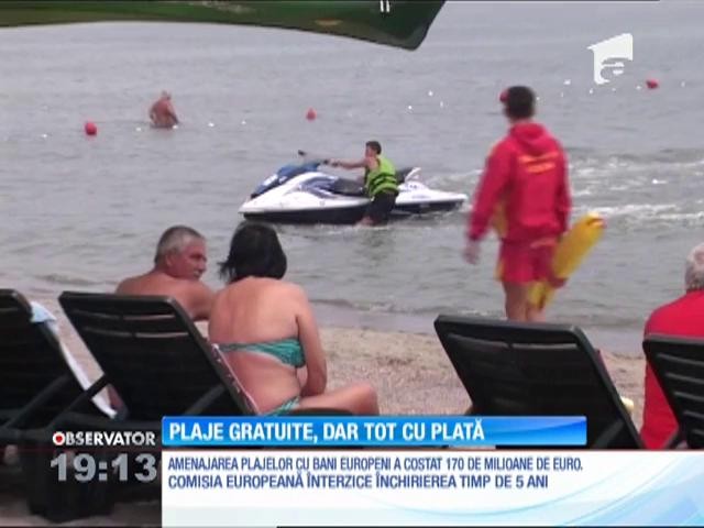 Chiar dacă plajele amenajate din fonduri europene nu pot fi &icirc;nchiriate, şezlongurile cu taxă au răsărit peste noapte