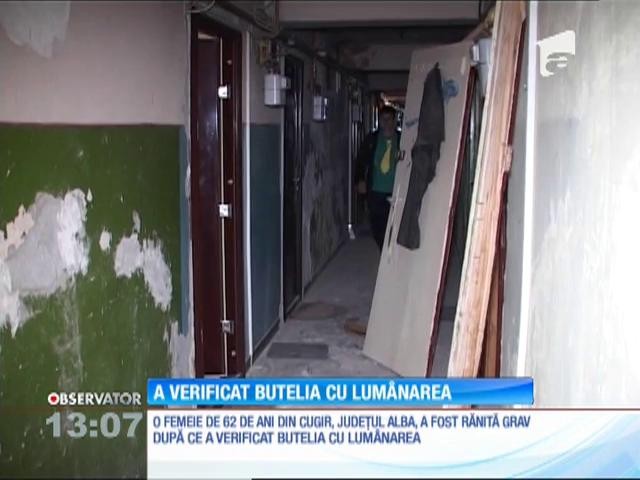 O femeie de 62 de ani, din judeţul Alba, a verificat butelia cu lum&acirc;narea şi a provocat o explozie devastatoare
