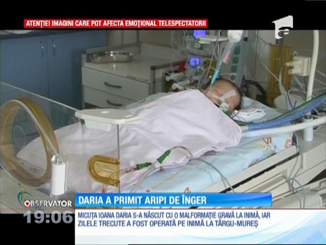 A fost o mică luptătoare. Dar trupul ei plăp&acirc;nd a obosit. Fetiţa de două săptăm&acirc;ni operată pe inimă s-a stins, &icirc;n braţele medicilor