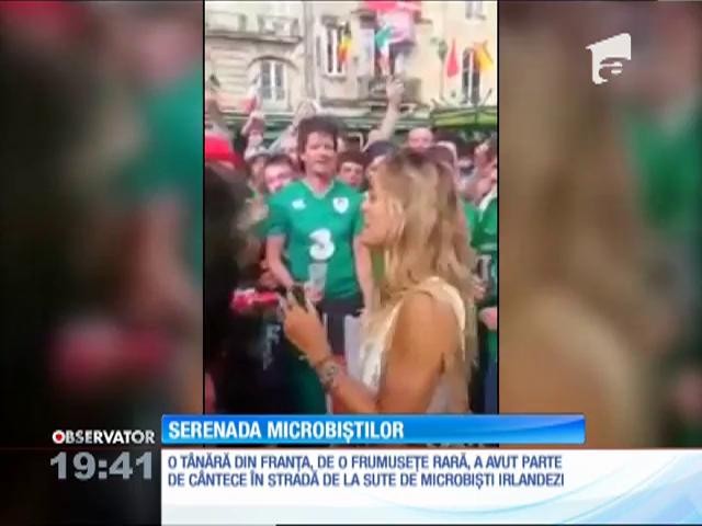 O t&acirc;nără din Franța a avut parte de c&acirc;ntece &icirc;n stradă de la sute de microbiști irlandezi