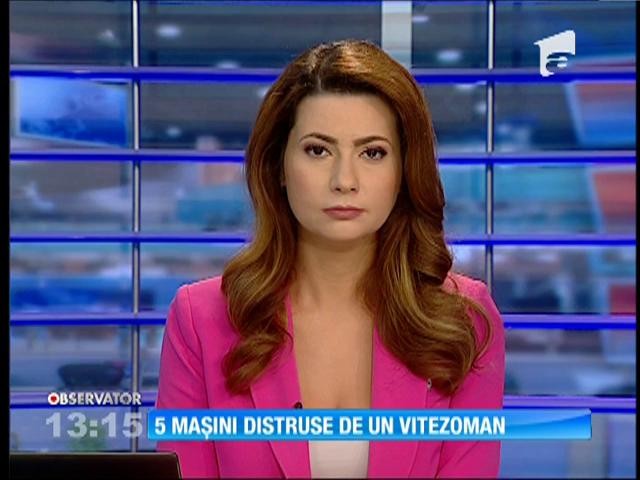 Cinci maşini aflate &icirc;ntr-o parcare din Capitală, distruse de un şofer vitezoman
