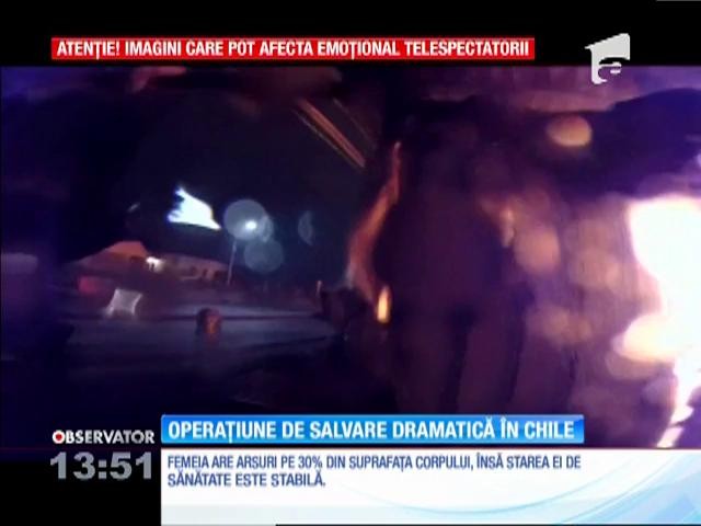 Imagini dramatice &icirc;n Chile! O bătr&acirc;nă a fost salvată &icirc;n ultima clipă dintr-o casă cuprinsă de flăcări