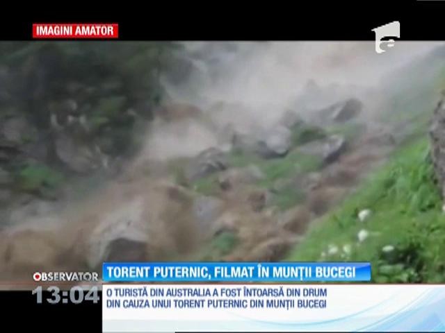 Un torent ca o cascadă a fost filmat &icirc;n Munţii Bucegi