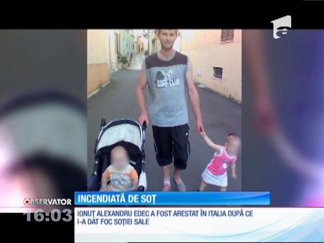 Rom&acirc;nca incendiată de soţ, &icirc;n Italia, &icirc;n stare gravă