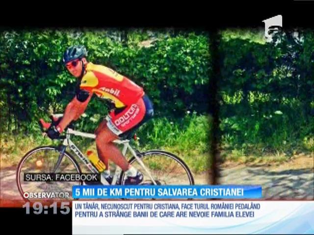 Marius, fost arbitru de fotbal, face turul Rom&acirc;niei pe bicicletă, pentru Cristiana, bolnavă de cancer ovarian