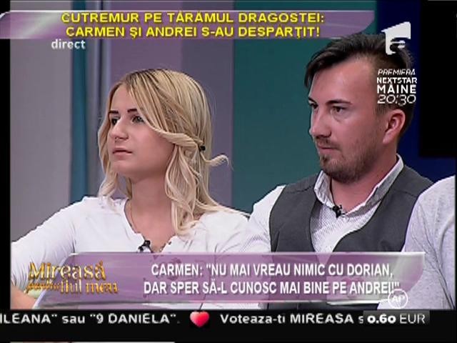 Cutremur pe tăr&acirc;mul dragostei: Carmen şi Andrei s-au despărţit!