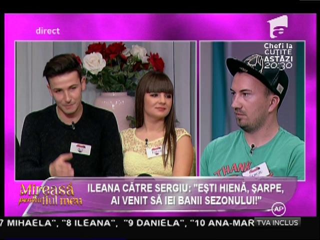 Ileana către Sergiu: &rdquo;Ești hienă, șarpe, ai venit să iei banii sezonului!&rdquo;