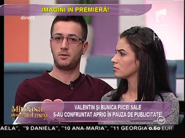 Valentin către mama Carlei: "Nici bunica nu o să mai fii!"