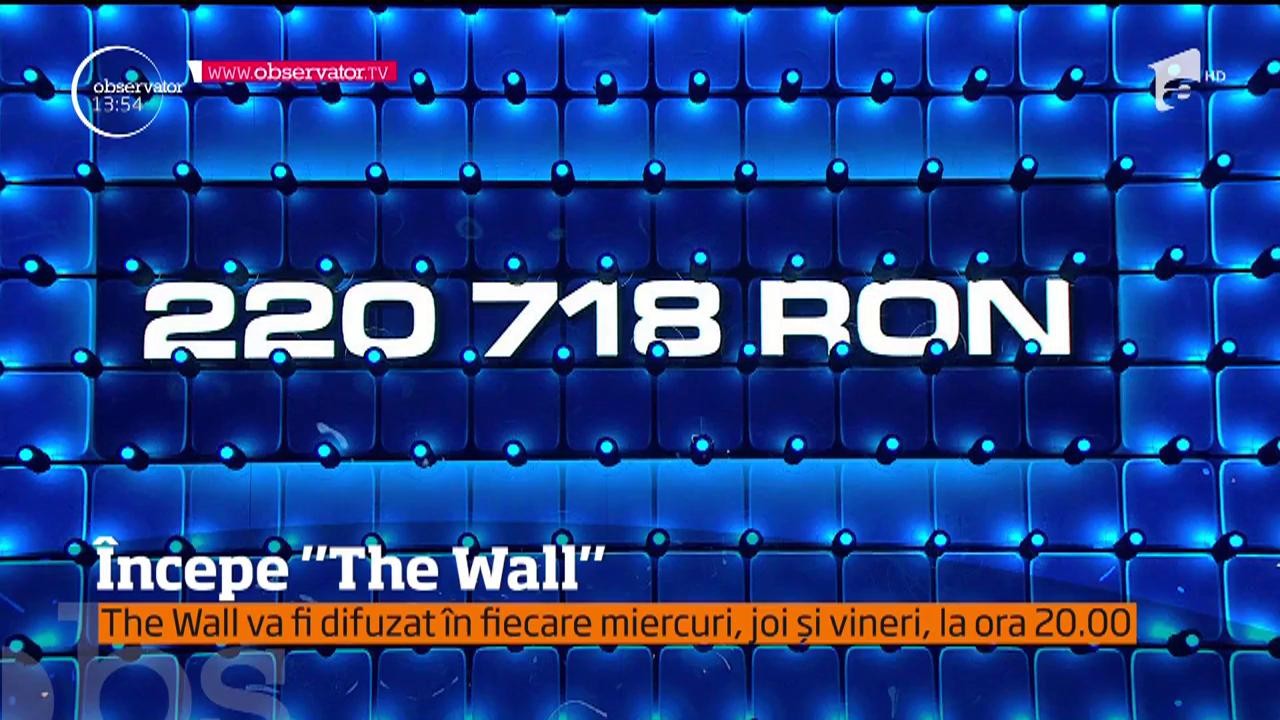 Începe "The Wall - Marele Zid", ora 20:00, la Antena 1! Cel mai tare show al toamnei schimbă vieţi şi aduce câştiguri de până la 500.000 de euro