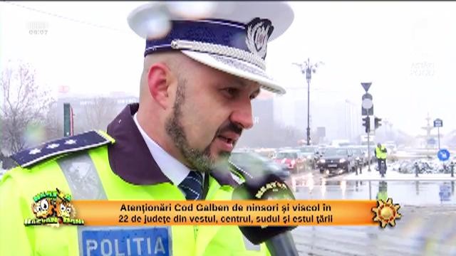 Ninsoare și viscol &icirc;n Capitală! Comisar șef Ovidiu Munteanu, brigada rutieră: "Nu au fost raportate evenimente deosebite. Se circulă &icirc;n condiții de iarnă"