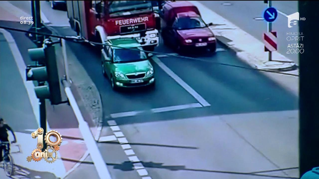 Smiley News. Bizon &icirc;n trafic! Smiley News. Bizon &icirc;n trafic! Nu lasă maș&icirc;nă de pompieri să-l depășească