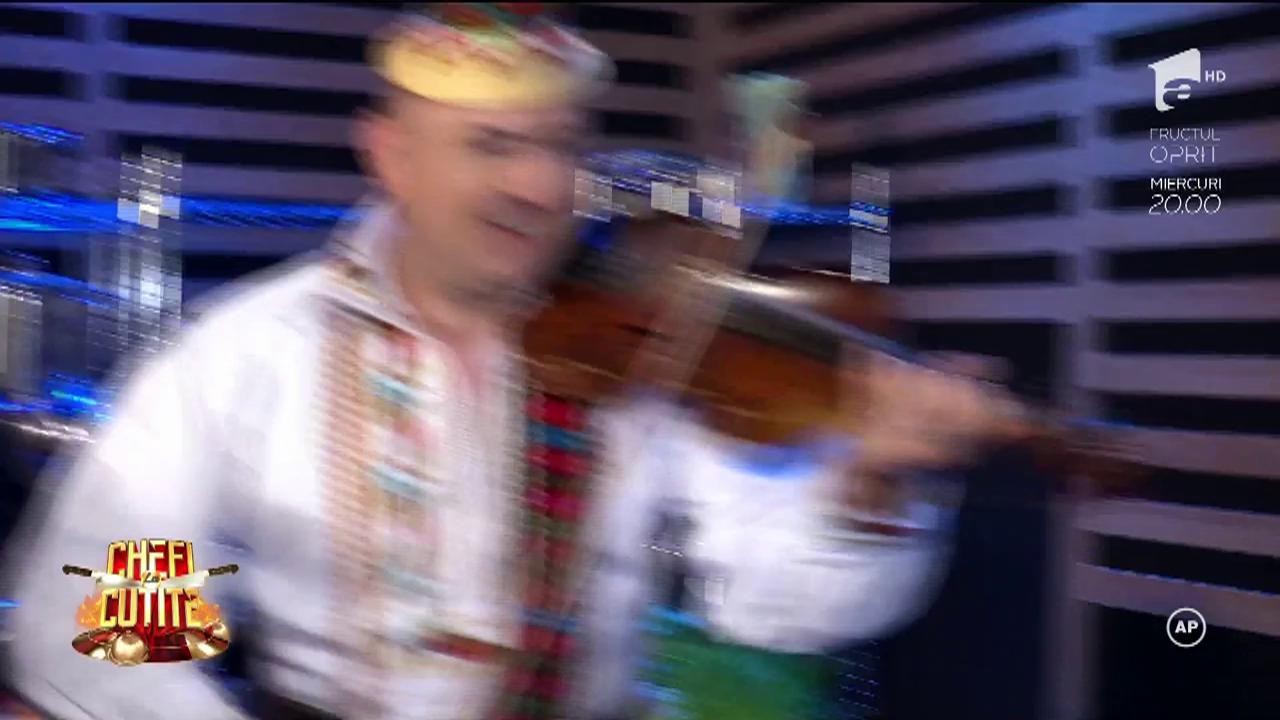 Unul la tobe, altul la vioară! Chef Sorin Bontea și Gina Pistol, moment muzical inedit cu Vasilică Ceterașul