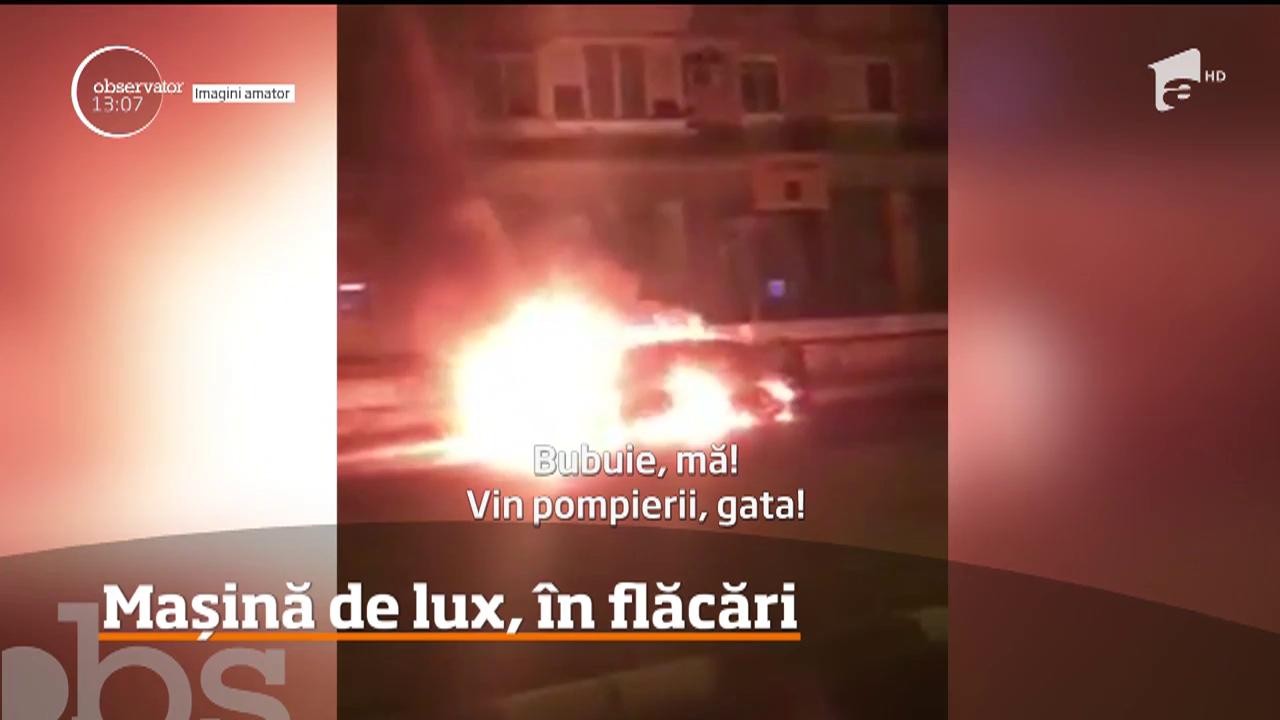 O mașină de lux a ars &icirc;n centrul Galațiului