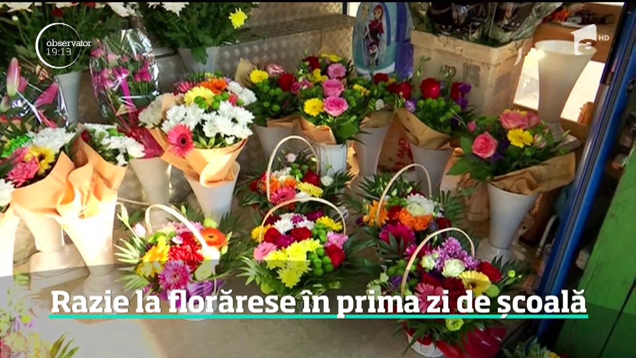 Prima zi de şcoală e bucuria florăreselor şi a ANAF-ului. La colţ de stradă, florile s-au v&acirc;ndut &icirc;n număr record, fără bon fiscal, aşa că s-au tăiat şi amenzile