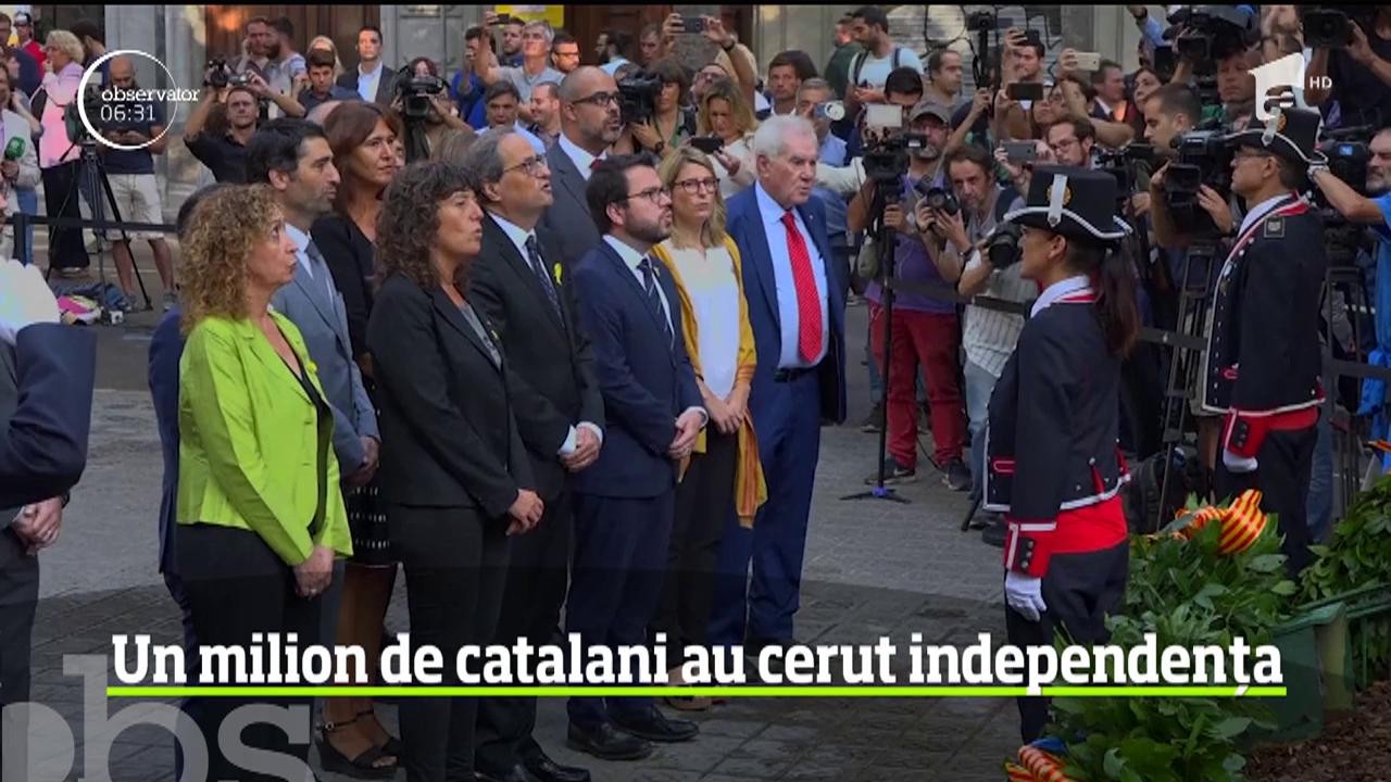 Sărbătoarea naţională a Cataloniei s-a transformat &icirc;ntr-un marş masiv pentru independenţă