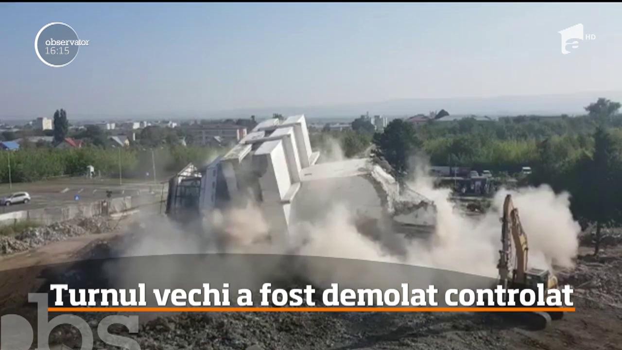 Vechiul turn de control al Aeroportului Bacău s-a făcut una cu păm&acirc;ntul, &icirc;n doar c&acirc;teva secunde!