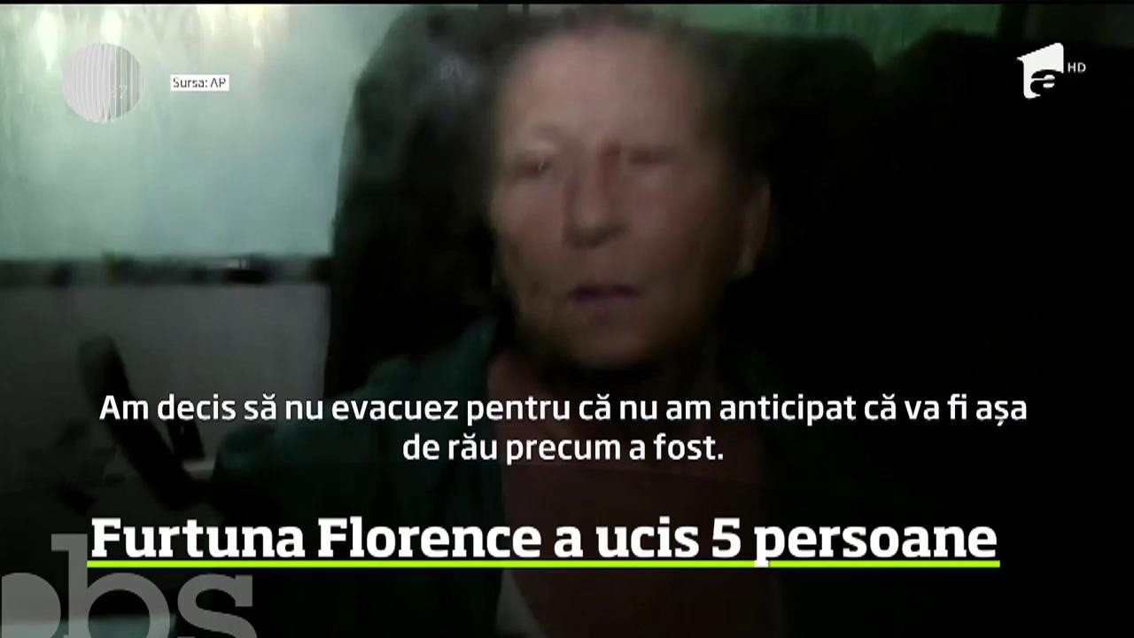 Furtuni extrem de violente &icirc;n Statele Unite, uraganul Florence a făcut primele victime. Cinci oameni au murit