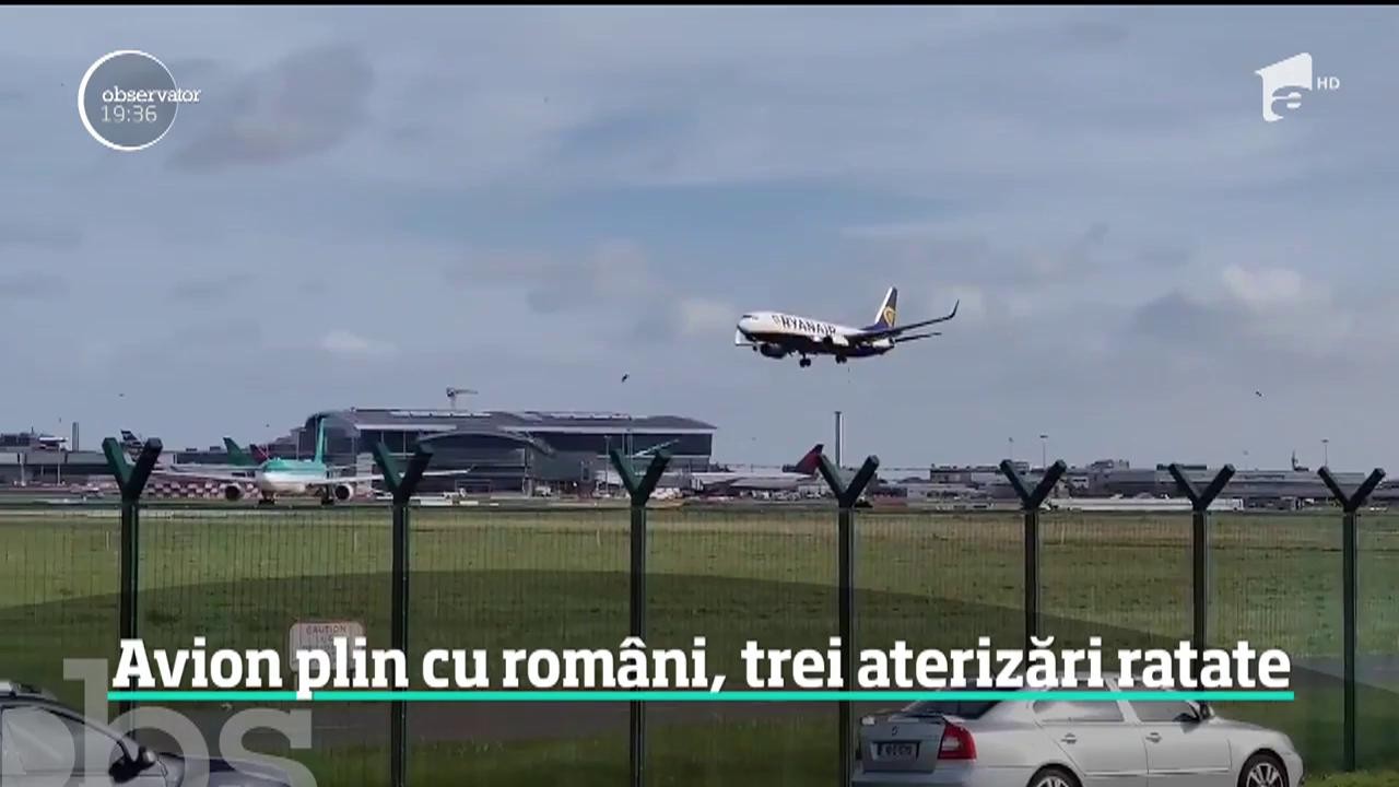 Zeci de rom&acirc;ni au trăit momente dramatice &icirc;ntr-un avion care a plecat din Londra! Din cauza unei furtuni, aeronava a ratat trei aterizări de urgenţă