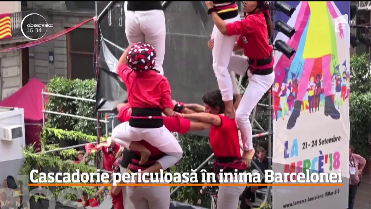 Cascadorie periculoasă &icirc;n inima Barcelonei