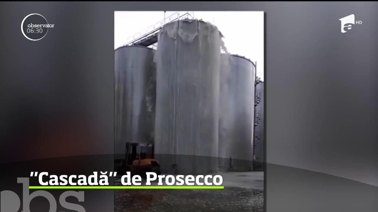 &rdquo;Cascadă&rdquo; de Prosecco. Peste 30.000 de litri de vin spumant s-au scurs la incident
