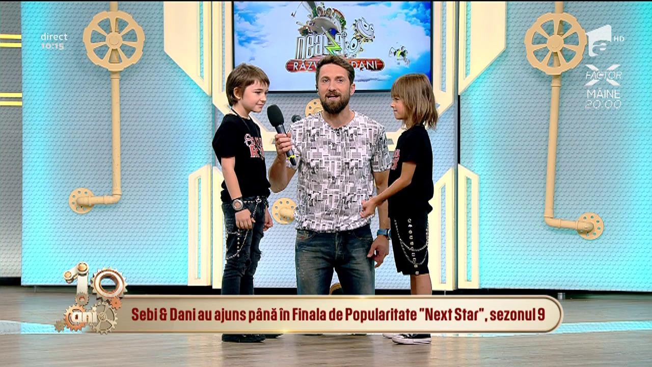 Sebi și Dani, cei mai energici concurenți de la "Next Star": "De c&acirc;nd nu ne-am văzut, m-am mai &icirc;nălțat cu trei centimetri, acum am 123"