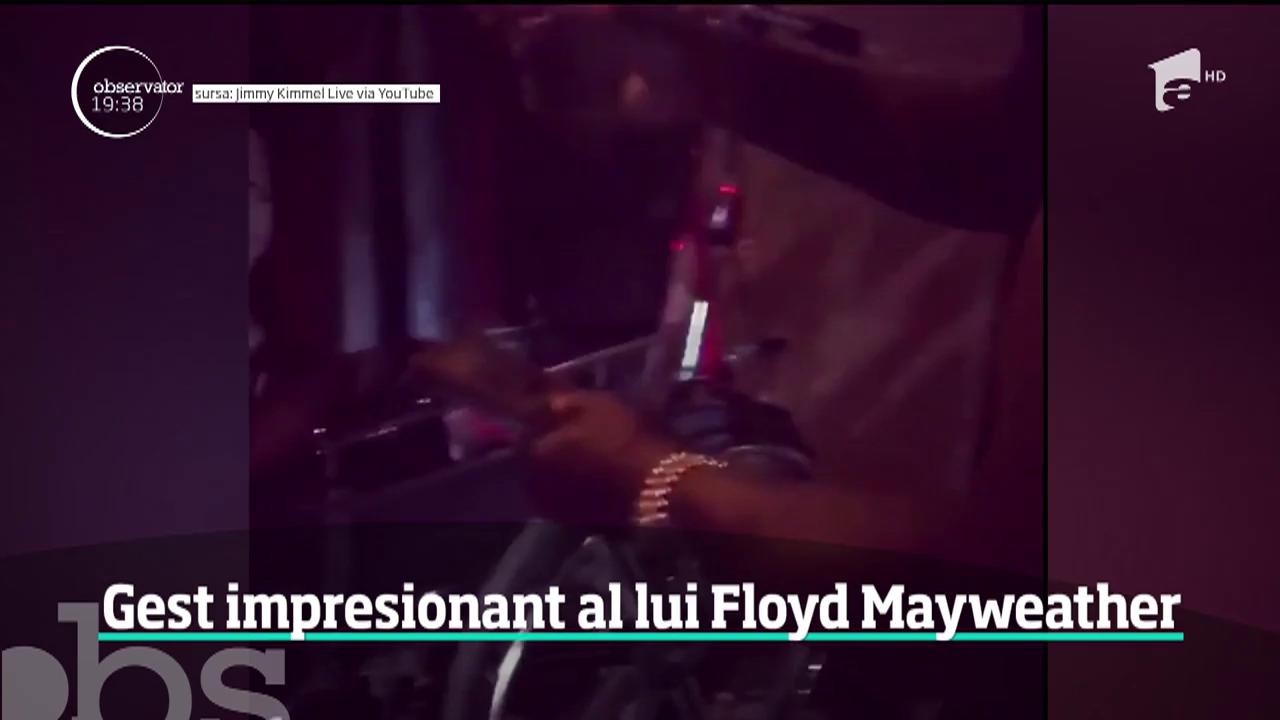 Campion ne&icirc;nvins &icirc;n ringul de box, Floyd Mayweather i-a oferit o mie de dolari unui om al străzii, aflat &icirc;ntr-un scaun cu rotile