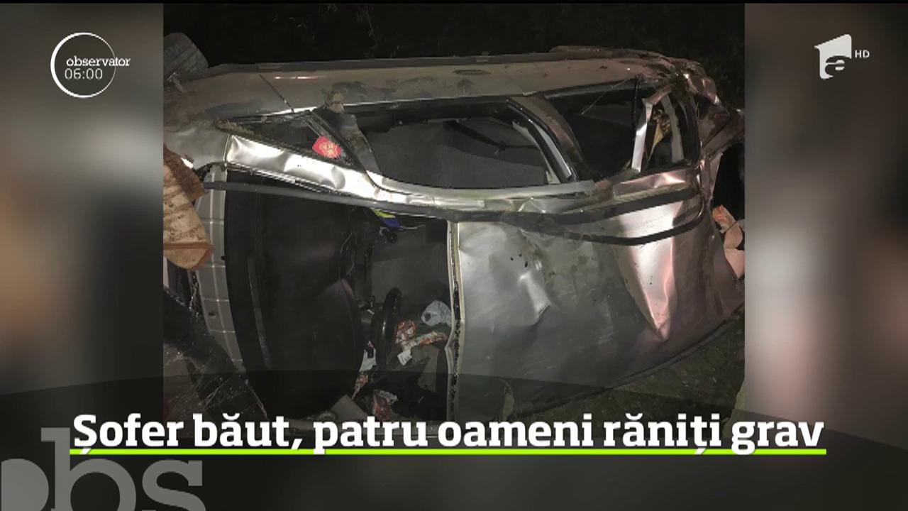 Trei persoane rănite grav şi a patra &icirc;n comă este bilanţul unui accident produ pe o şosea din Vaslui