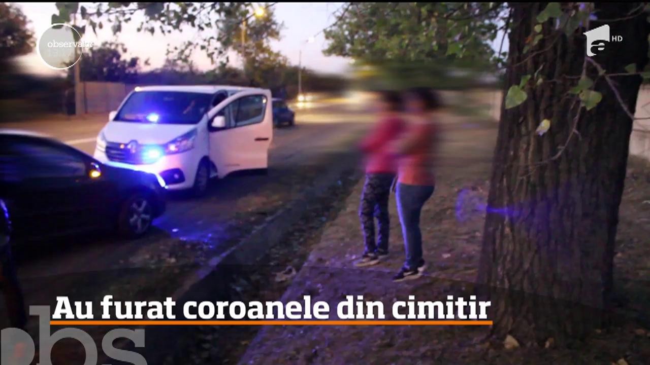 Două femei din Galaţi au fost prinse de poliţiştii locali, &icirc;n timp ce furau coroane şi flori de pe morminte, &icirc;ntr-un cimitir din oraş!