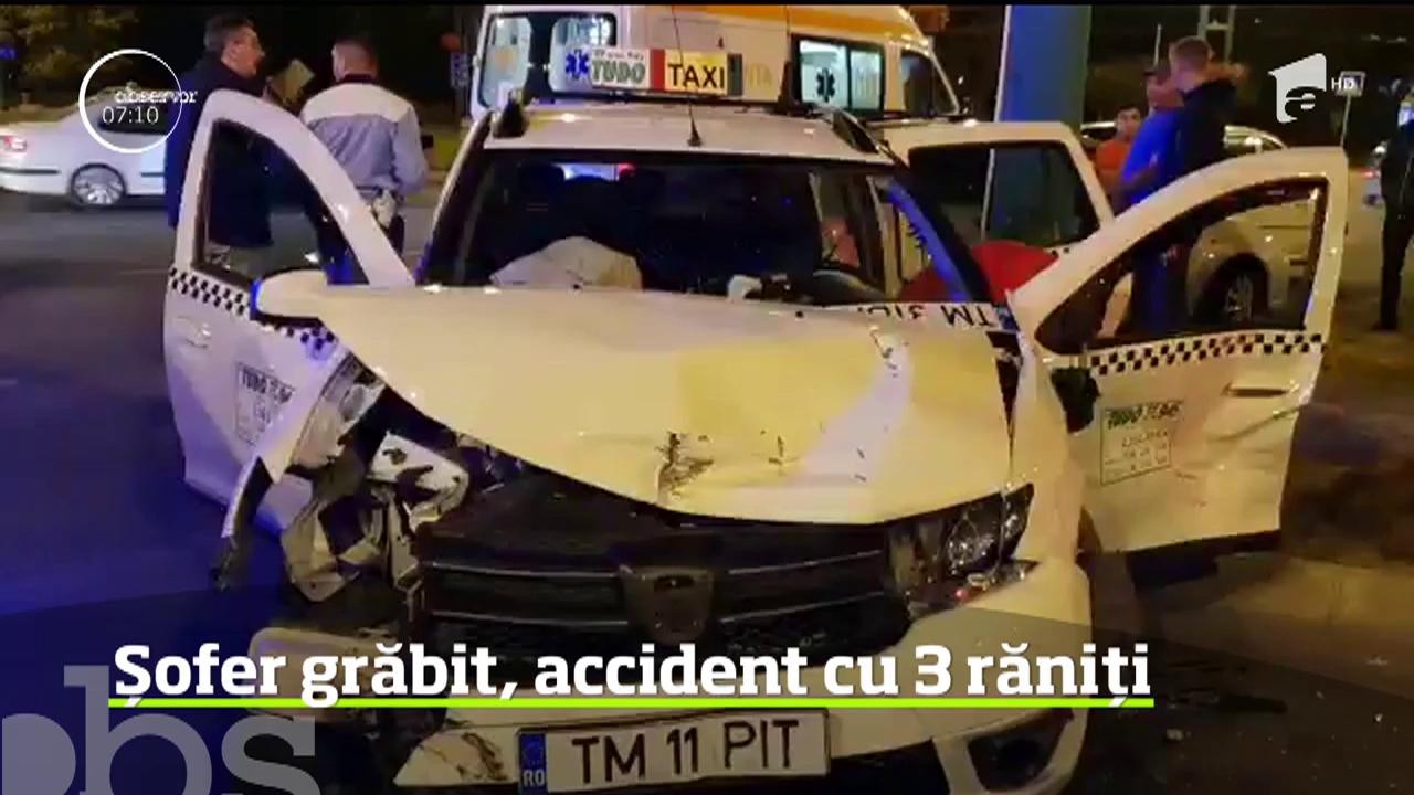 Accident cu trei răniți &icirc;ntr-o intersecție din Timișoara