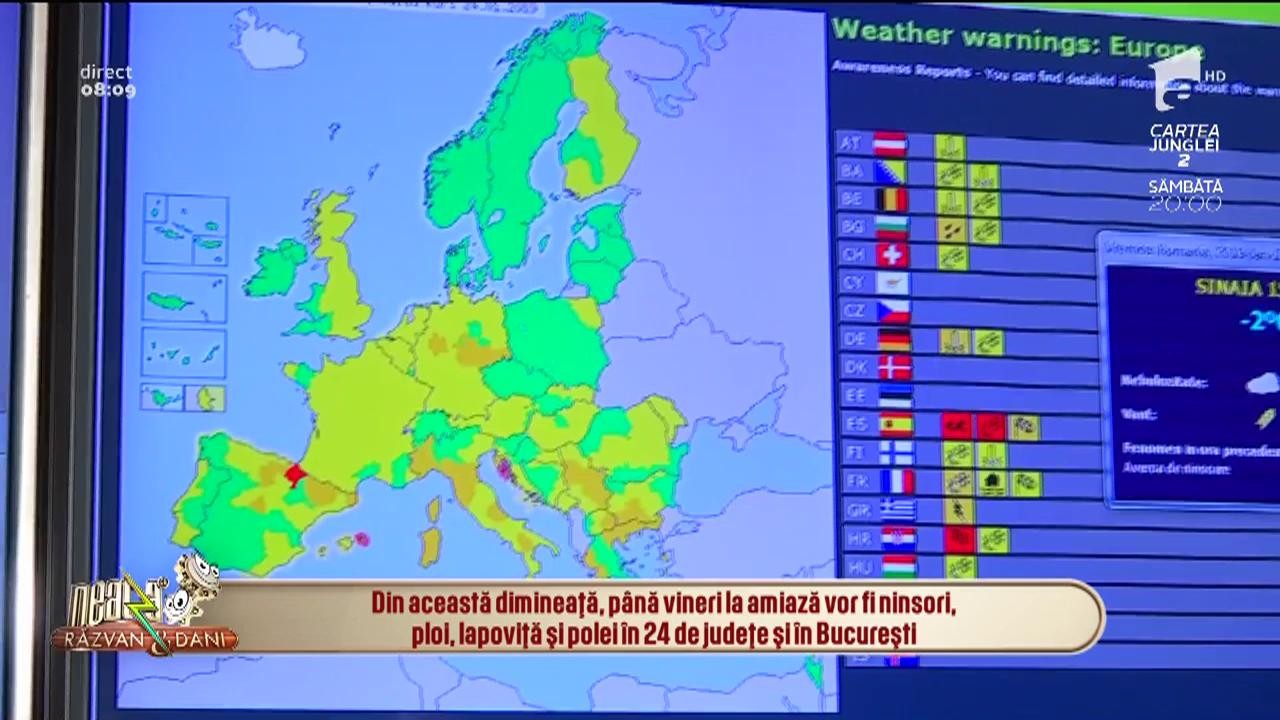 Cod galben de ninsori și ploi în jumătate de țară