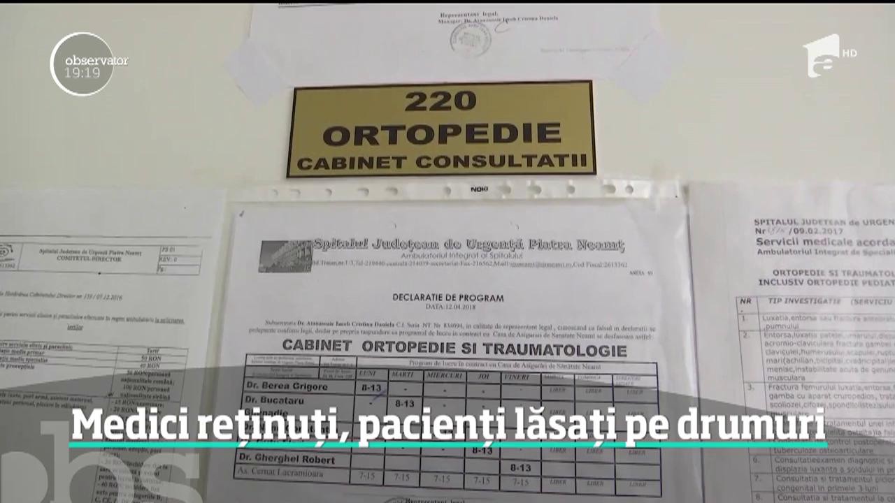 Cel mai mare spital din Neamț ar putea răm&acirc;ne fără secţie de ortopedie după ce aproape toţi medicii au fost reţinuţi pentru luare de mită