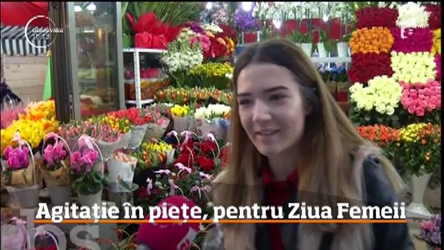 Agitație &icirc;n piețe, pentru Ziua Femeii! &Icirc;n faţa florăriilor s-au făcut cozi la care oamenii au stat cu orele