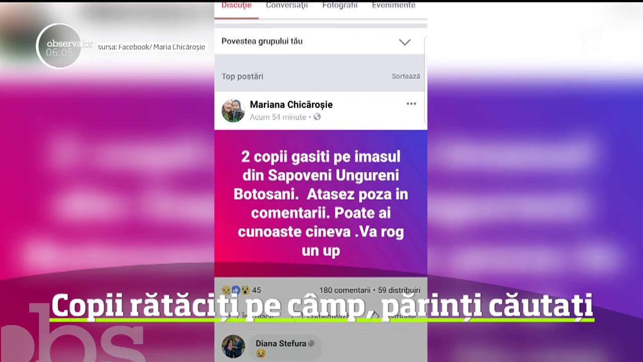 Este alertă &icirc;ntr-un sat din judeţul Botoşani, după ce doi minori au fost găsiţi pe un c&acirc;mp din localitate