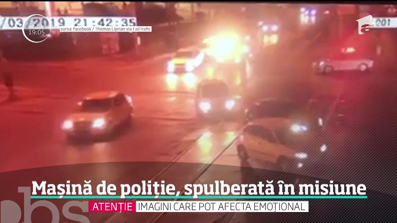 Doi poliţişti aflaţi &icirc;n misiune au fost răniţi, &icirc;n urma unui grav accident, &icirc;ntr-o intersecţie din Capitală!