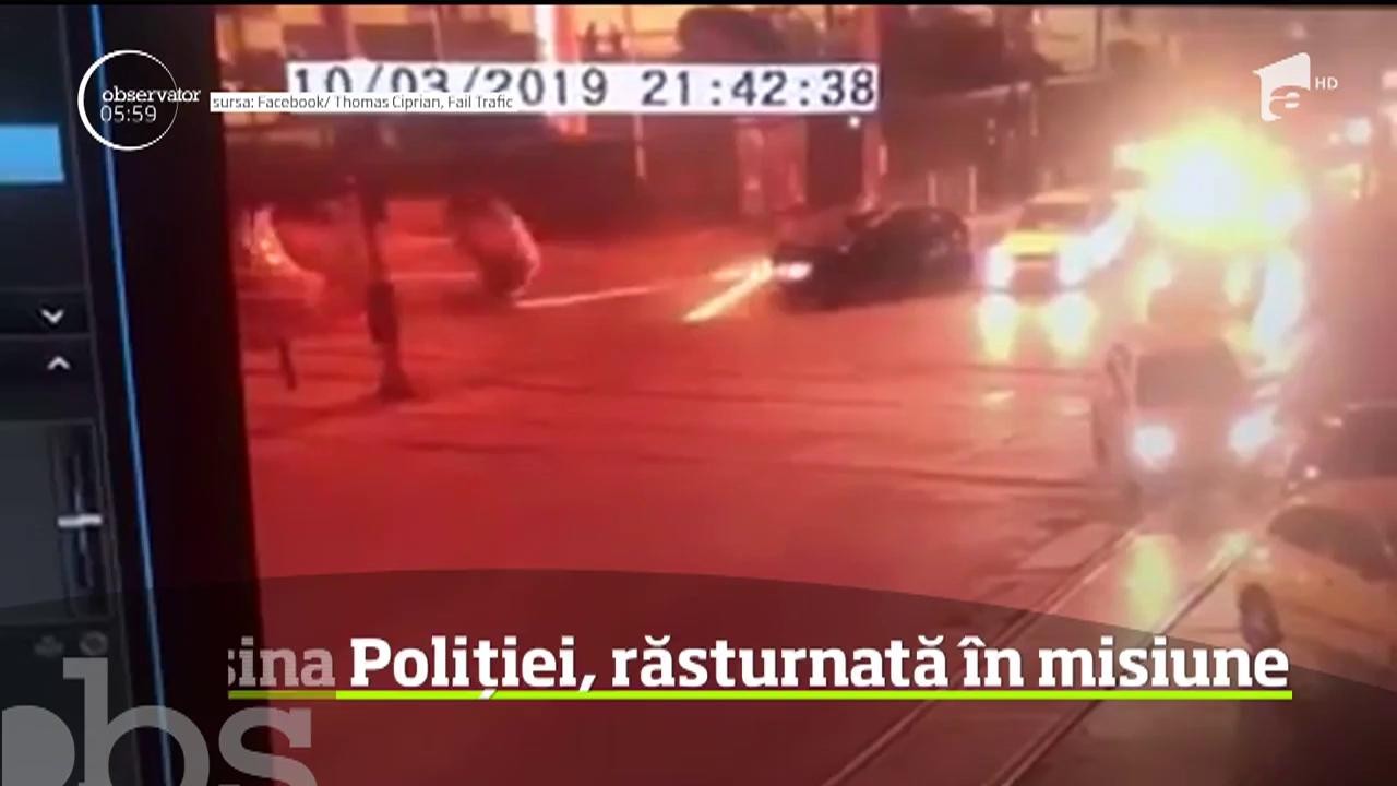 Accident rutier cu maşina poliţiei &icirc;n cartierul Militari din Capitală