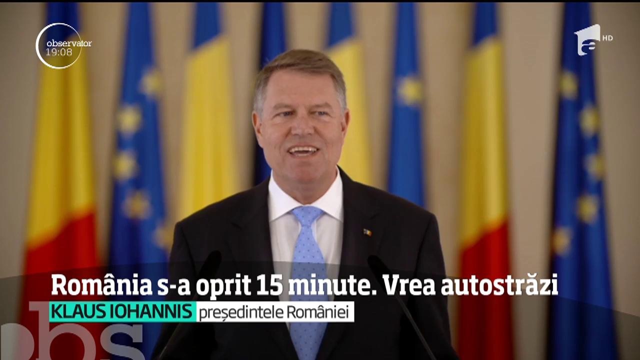 Rom&acirc;nia a &icirc;ncremenit pentru 15 minute, &icirc;ntr-un protest inedit faţă de lipsa autostrăzilor