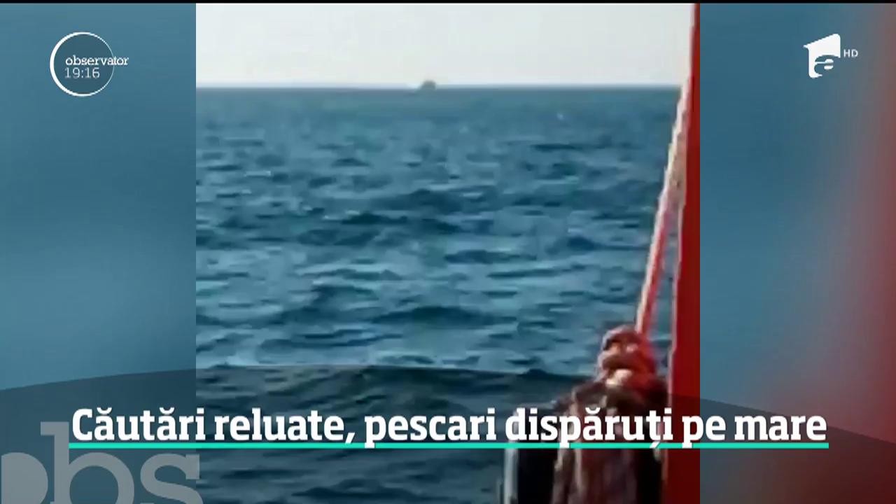 Autorităţile au reluat căutările celor trei pescari &icirc;n valurile Mării Negre
