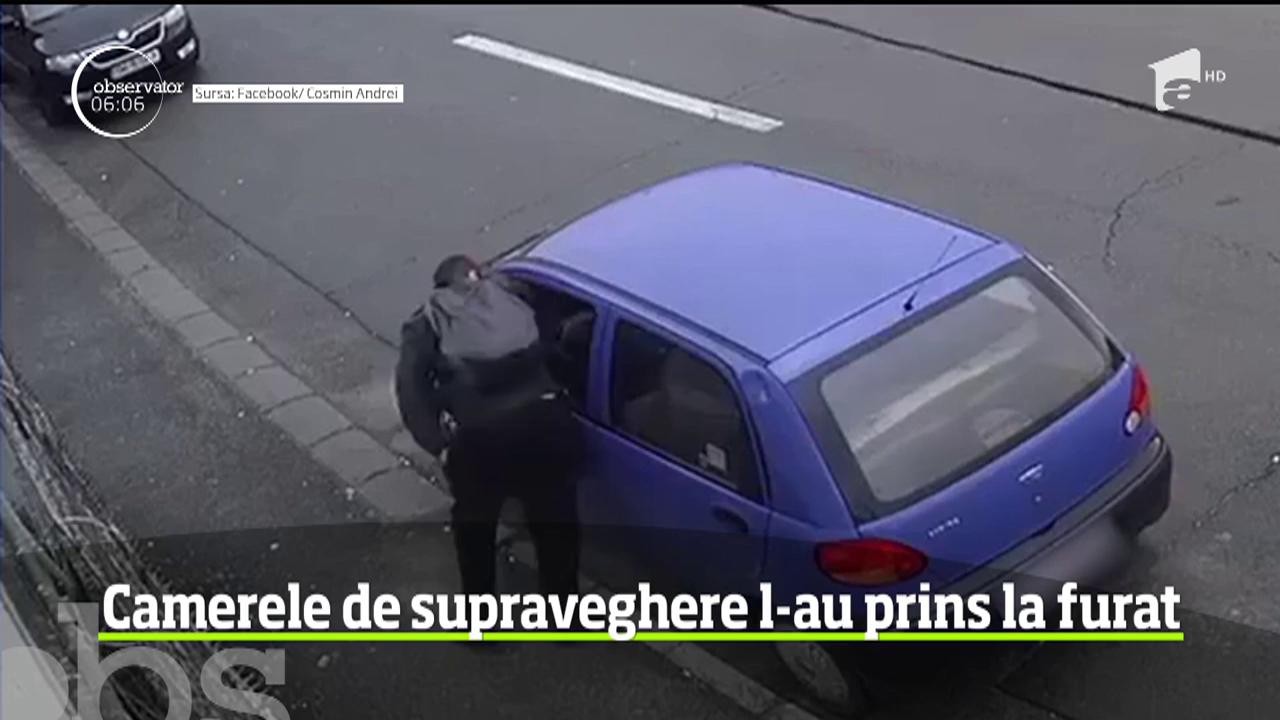 Furt dat &icirc;n vileag de camerele de supraveghere. &Icirc;n Braşov, un t&acirc;năr a dat atacul la o maşină, iar păgubitul cere ajutor pentru a-l descoperi pe hoţ