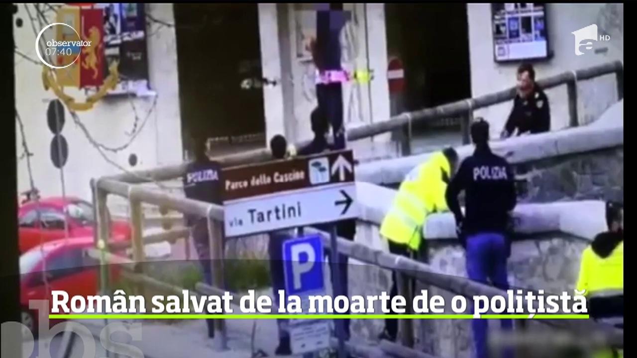 Un rom&acirc;n care voia să se sinucidă, arunc&acirc;ndu-se de pe un pod din Florenţa, a fost salvat datorită acţiunii curajoase a unei tinere poliţiste italiene