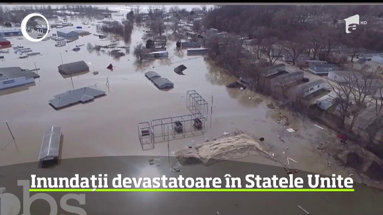 Este stare de urgenţă &icirc;n trei state federale de pe cursul fluviului Missouri, acolo s-au produs inundaţii fără precedent