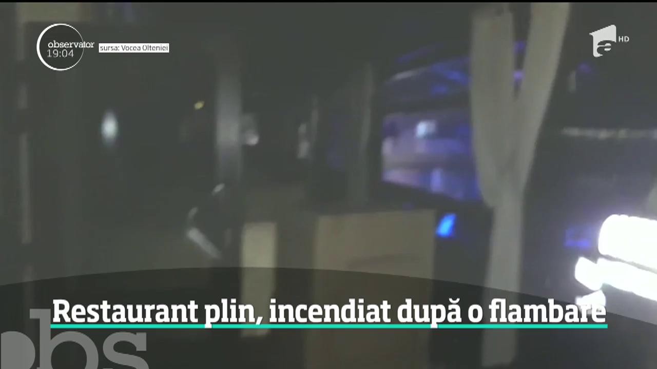 Restaurant din R&acirc;mnicu V&acirc;lcea plin cu clienți, &icirc;ncendiat după ce un bucătar a &icirc;ncercat să flambeze un preparat