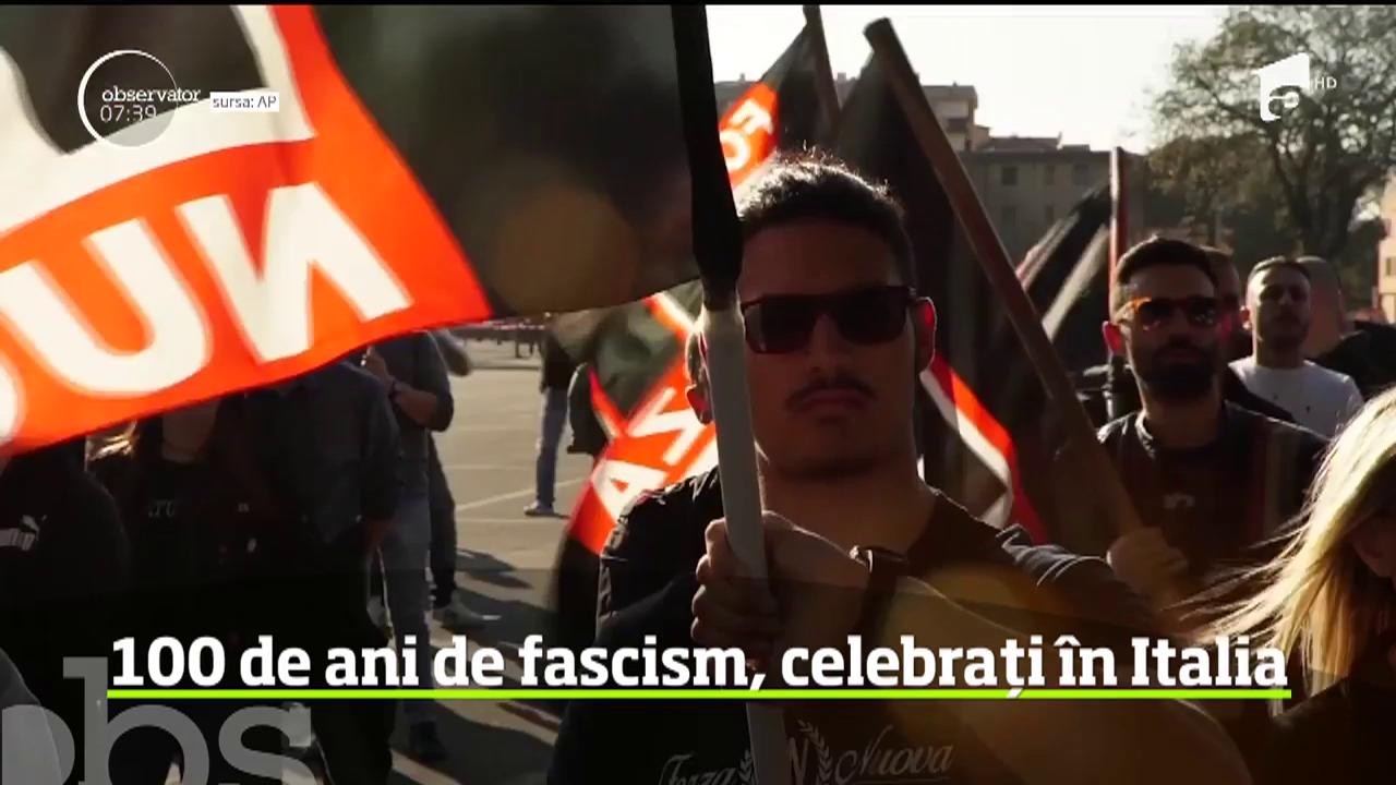 100 de ani de fascism, celebrați &icirc;n Italia. Centenarul mişcării lui Mussolini nu a fost lipsită de incidente