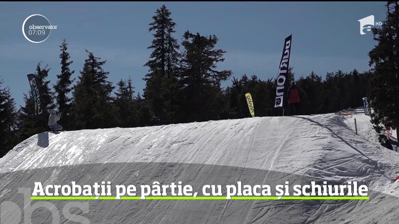 Acrobații pe p&acirc;rtiile din Harghita, cu placa și schiurile