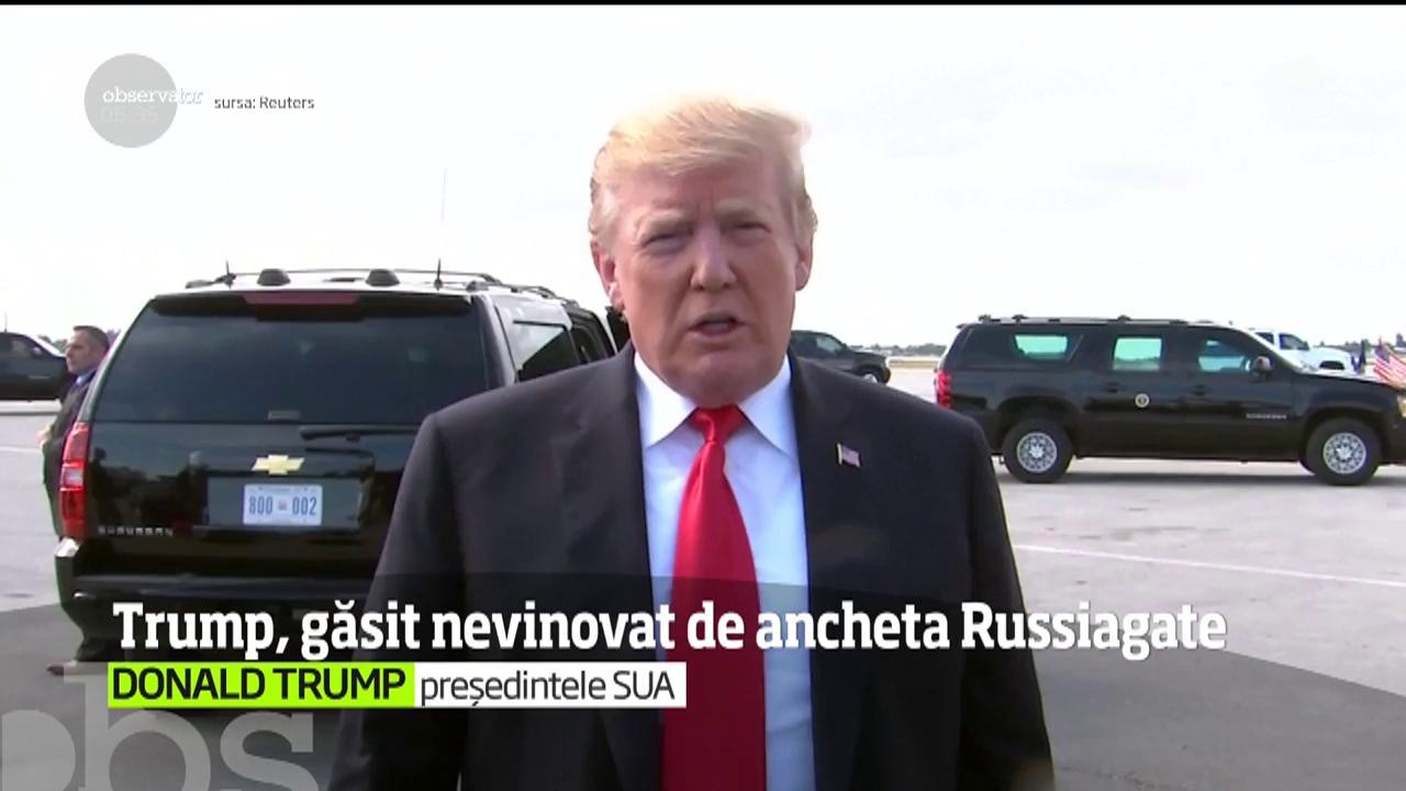 Donald Trump, găsit nevinovat de ancheta Russiagate